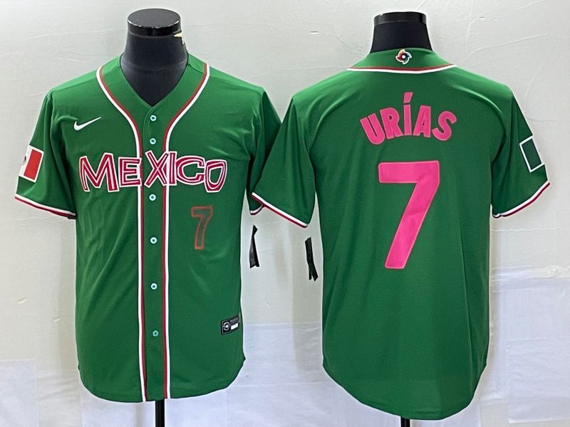 Men 2023 World Cub Mexico #7 Urias Green pink Nike MLB Jersey6
